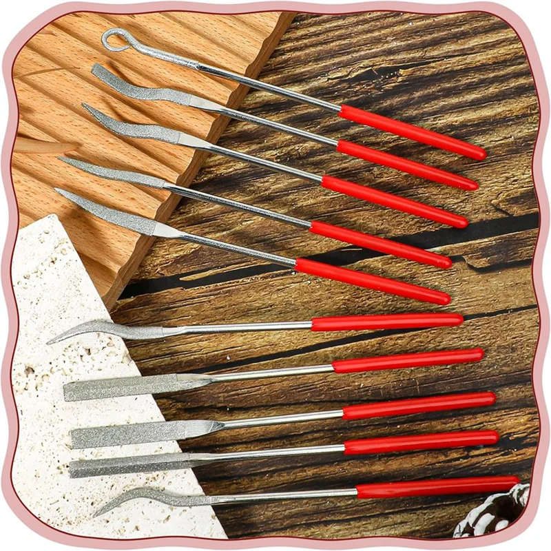 

ABKJ-10 Pcs Mini Diamond Needle File Set 5.5Inch Assorted Diamond File Set Wood Carving Tools For Sharpening Jewelry