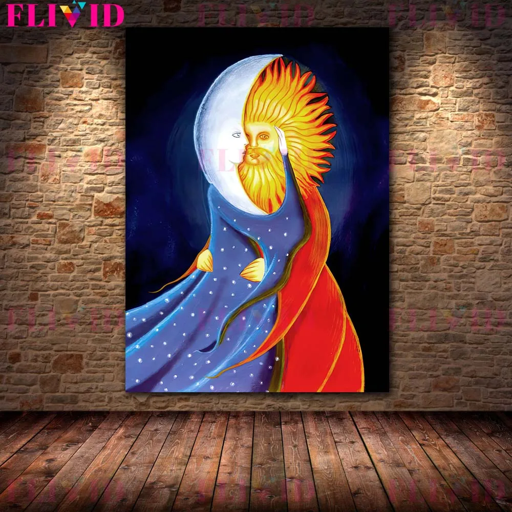 The Moon Wizard Who Sprinkles Stars Into The Sky Vintage Wall Art Canvas Painting Mysterious Moon Kid Poster And Print Decor