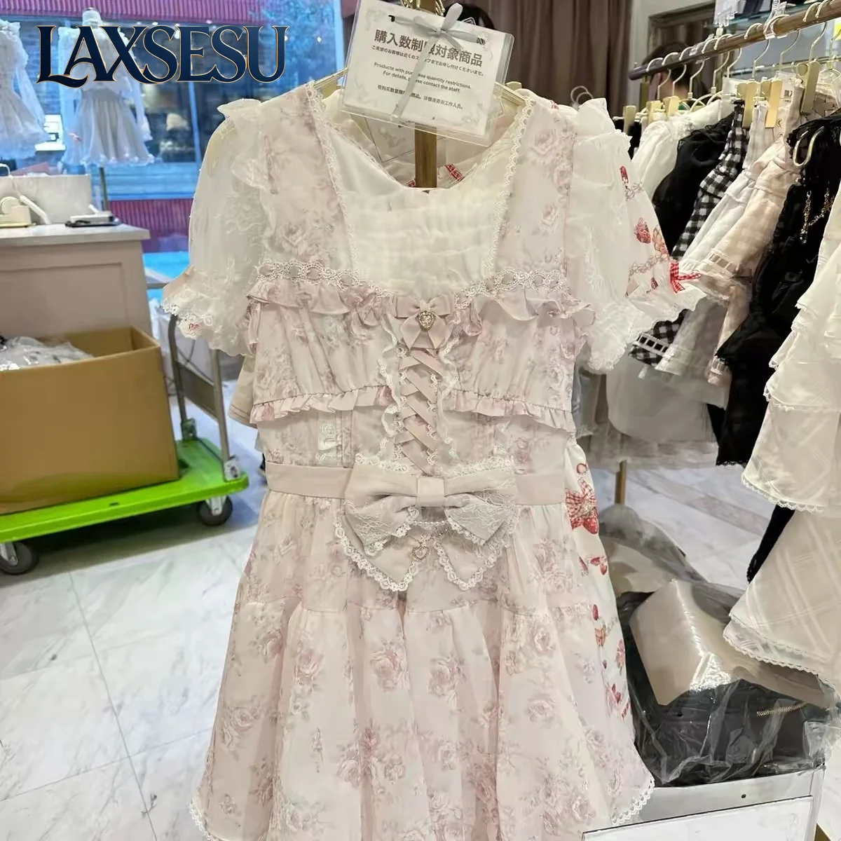 Japanese Lolita Style Sweet Bow New Women's Short Dresses New Summer Princess Girl's Short-sleeved Elegant Dress Femme