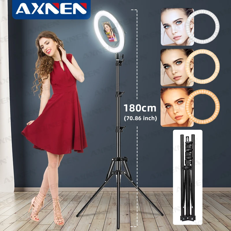 26cm Photo Ringlight Led Selfie Ring Light Phone Remote Control Lamp Photography Lighting with Tripod Stand Holder Youtube Video