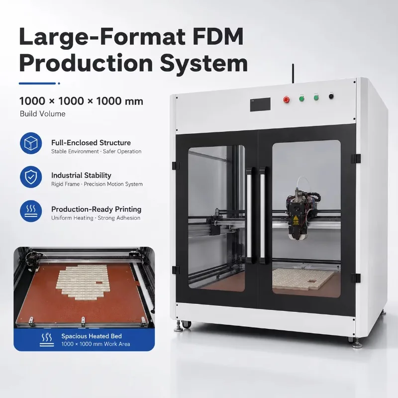 Reliable Industrial New 3D Printer Manufacturer Direct Enclosed Chamber 300 Nozzle 50KG Platform Load Capacity Wifi/USB