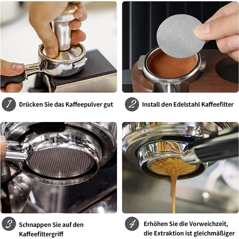 A61T-51mm Coffee Dosing Ring, Aluminum Coffee Dosing Ring with Puck Screen, Stainless Steel Espresso Sieve for Portafilter