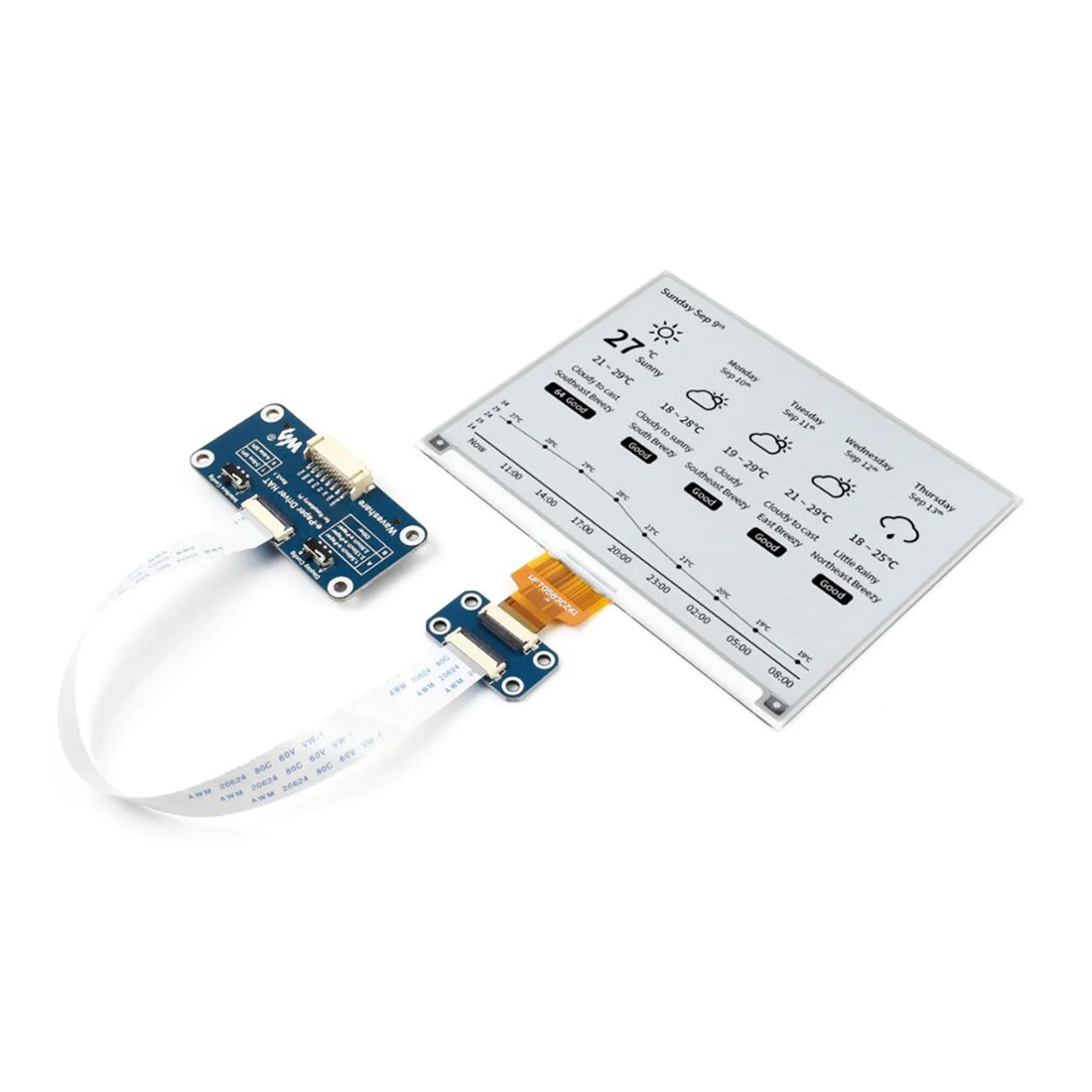 Waveshare Cappello con display E-Paper E-Ink da 5,83 pollici per Raspberry Pi, 648×480 pixel, bicolore nero/bianco, interfaccia SPI