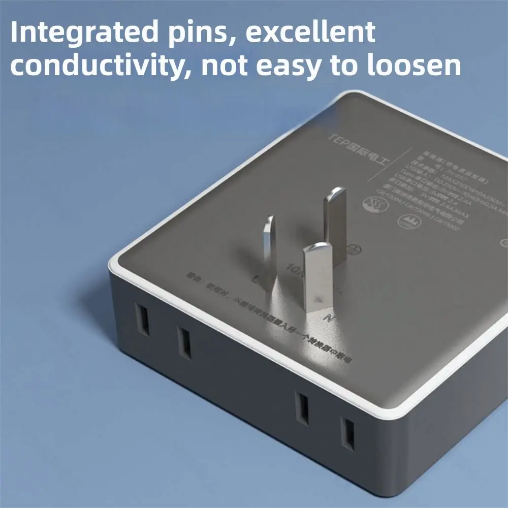Tech Accessory Flat Plug Power Strip USB C Ports Widely Outlets Power Expander Space Saving Wall Plug Wall Mounting
