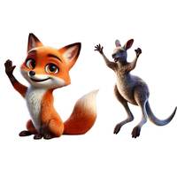 Hello Red Fox Cute Kangaroo Wall Sticker - Living Room Children's Bedroom Art Decorative Decal for Background AA76