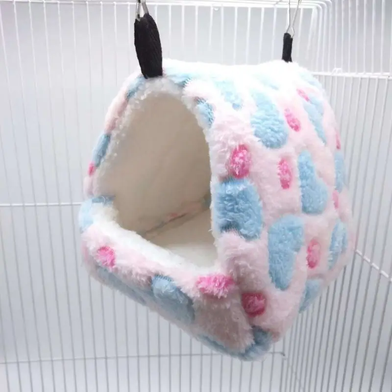 Hamster Hammock Plush Hanging Cave Shed Happy Hut Winter Warm House Small Animals Hideaway for Guinea Pigs Sugar Drop Shipping