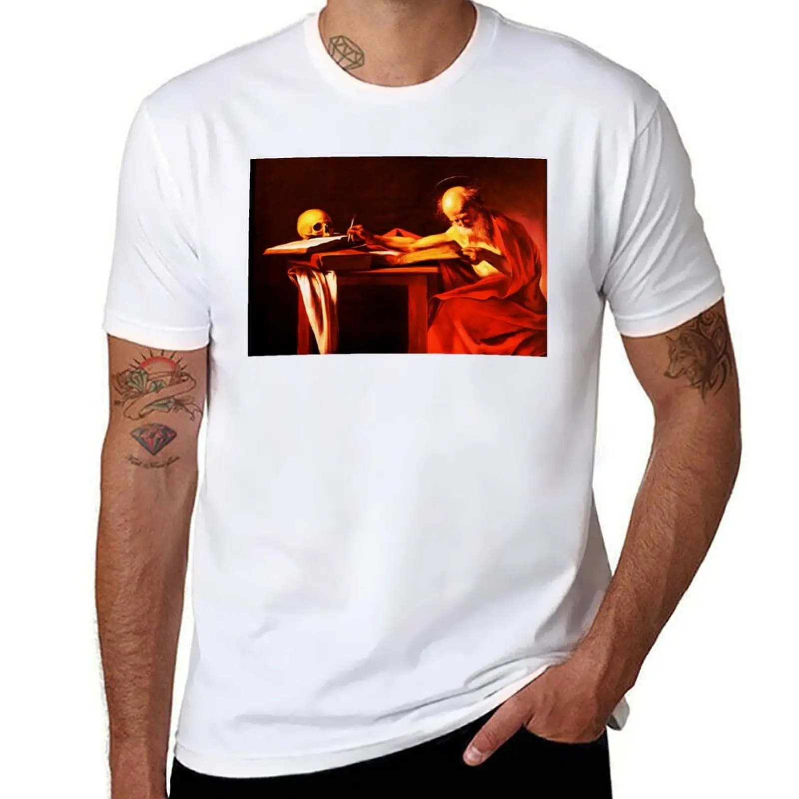 Saint Jerome in September - Replica of Caravaggio T-Shirt rapper graphic tees anime stuff plain cotton t shirt men