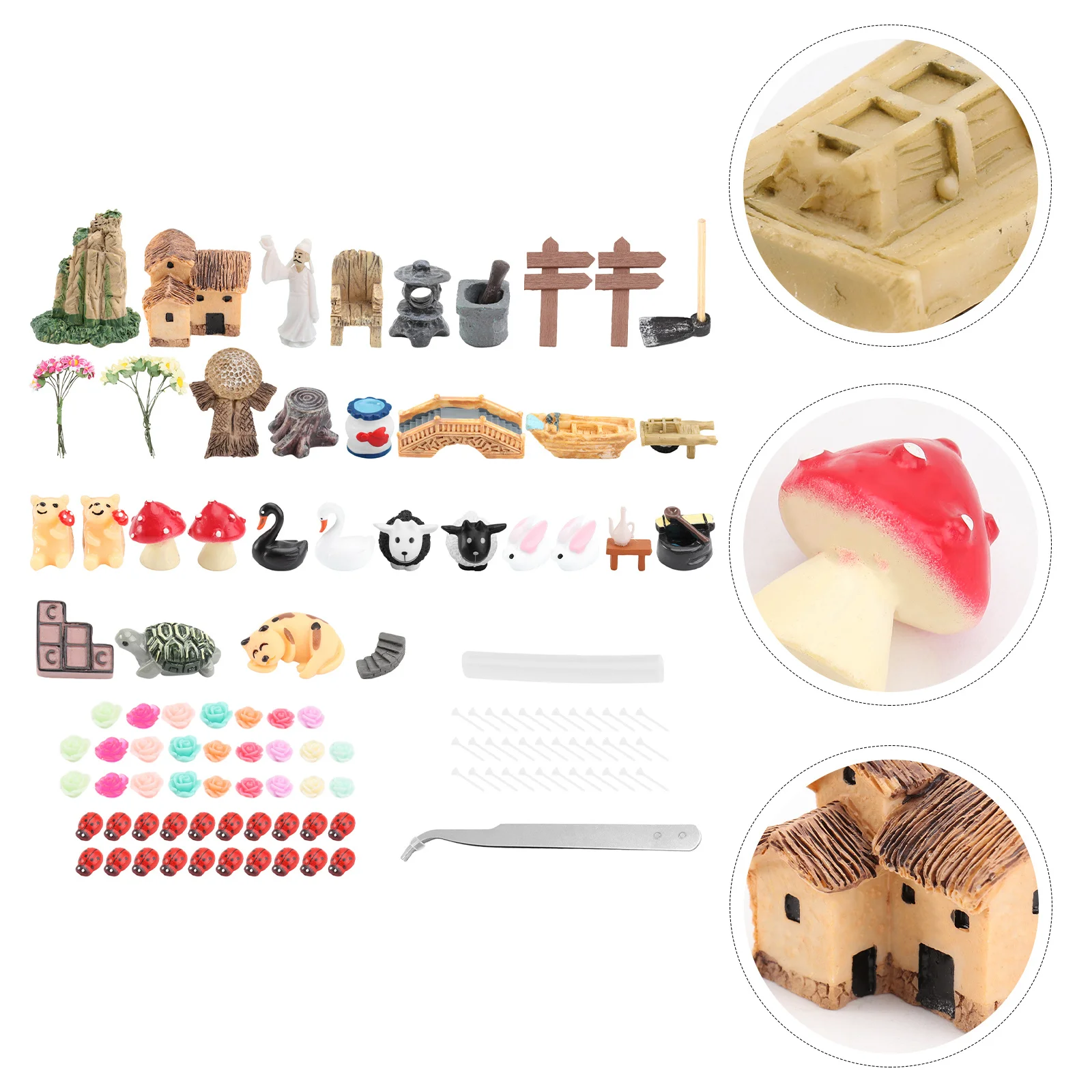 

99Pcs Miniature Garden Ornaments Kit Waterproof Resin Fairy Garden Mini Adornment Decoration for Miniature Landscaping Craft