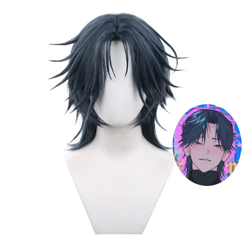 

Link Click JAE LEE Cosplay Wig 45cm Short Blue Black Wig Cosplay Anime Cosplay Wig Heat Resistant Synthetic Wig Costume Wigs Cap