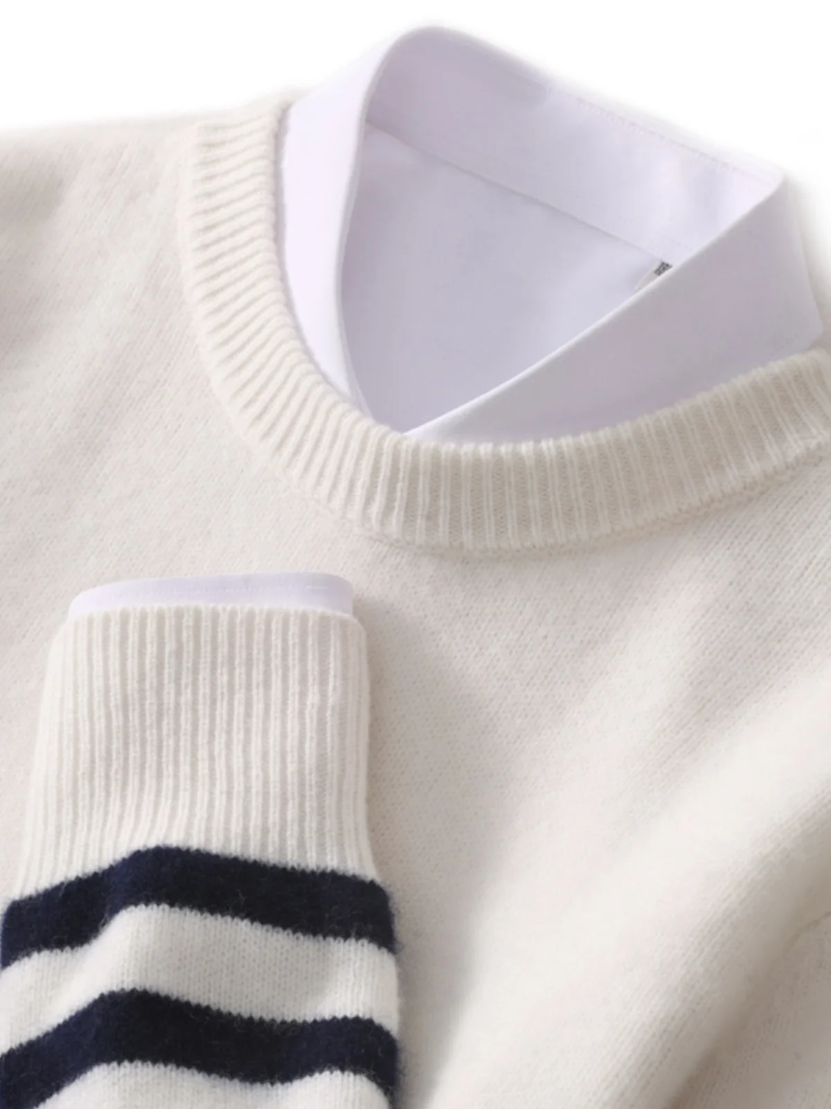 

Новый осенне-зимний мужской повседневный свободный вязаный шерстяной свитер с круглым вырезом, утолщенный, в полоску, универсальный базовый слой