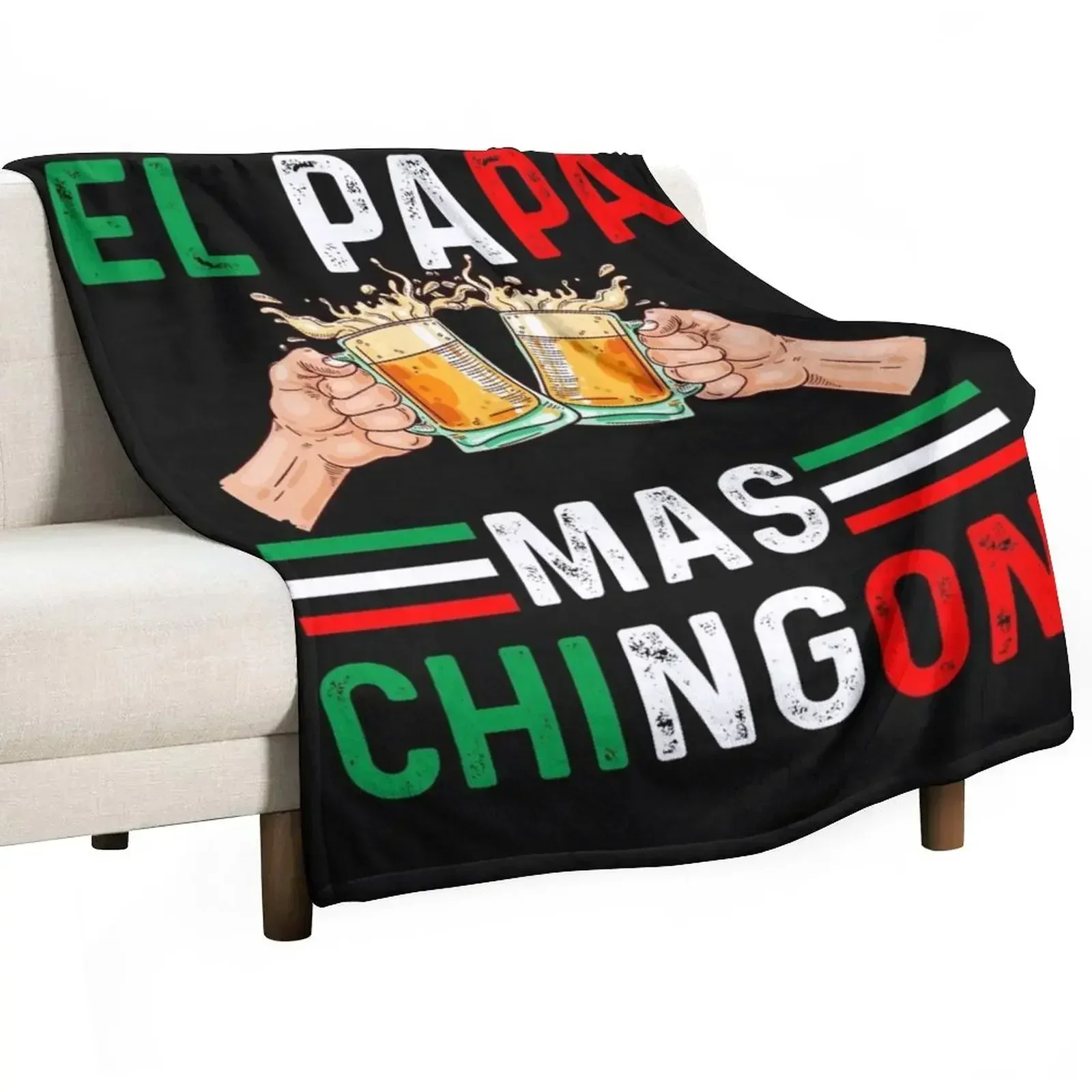 El Papa Mas Chingon Funny Mexican Dad Gift Husband Regalo product Throw Blanket Shaggy Softest Sofas for winter Blankets