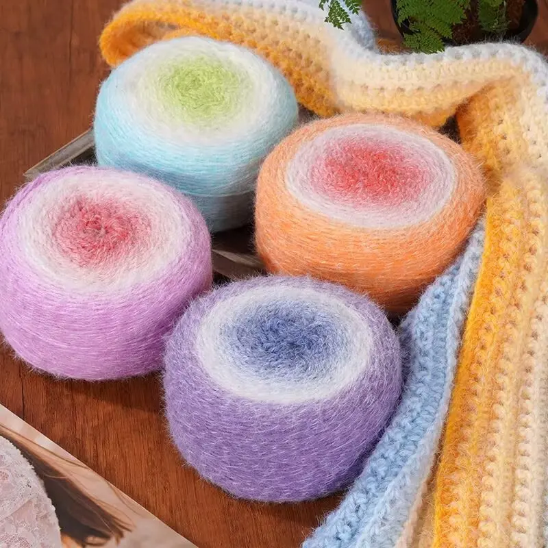 200g Gradient Magic Yarn Ball Blue Orchid Woolen Blanket Bouquet Blanket Handmade Soft Comfortable Hat Scarf Thread