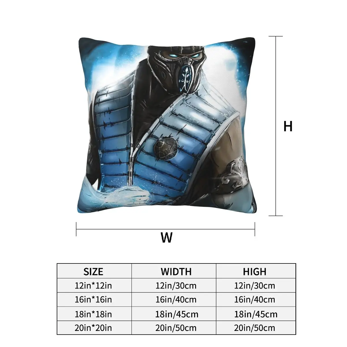 Mortal Kombat Sub-Zero 2 pcs Square Pillowcase Pillow Cover Cushion Decor Comfort Throw Pillow for Home Living Room