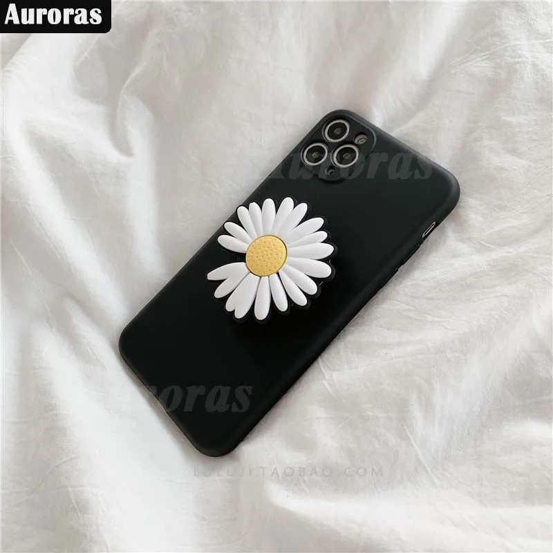 Auroras For Huawei Pura 70 Pro Plus Case With Chrysanthemum Holder Silicone Soft Shockproof Shell For Pura 70 Ultra Cover Funda