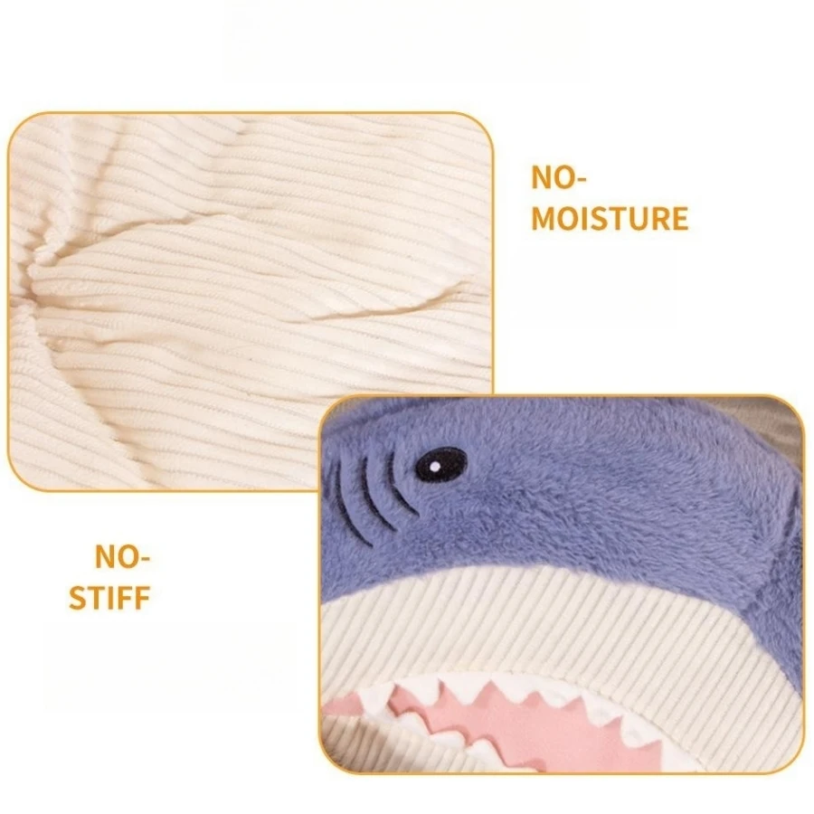 Cartoon Shark Shape Pet Bed Large Size Cat Bed Dog Bed Kennel Comfortable Pet Sleeping Mat Kitten Puppy Sofa Bed Winter Warm