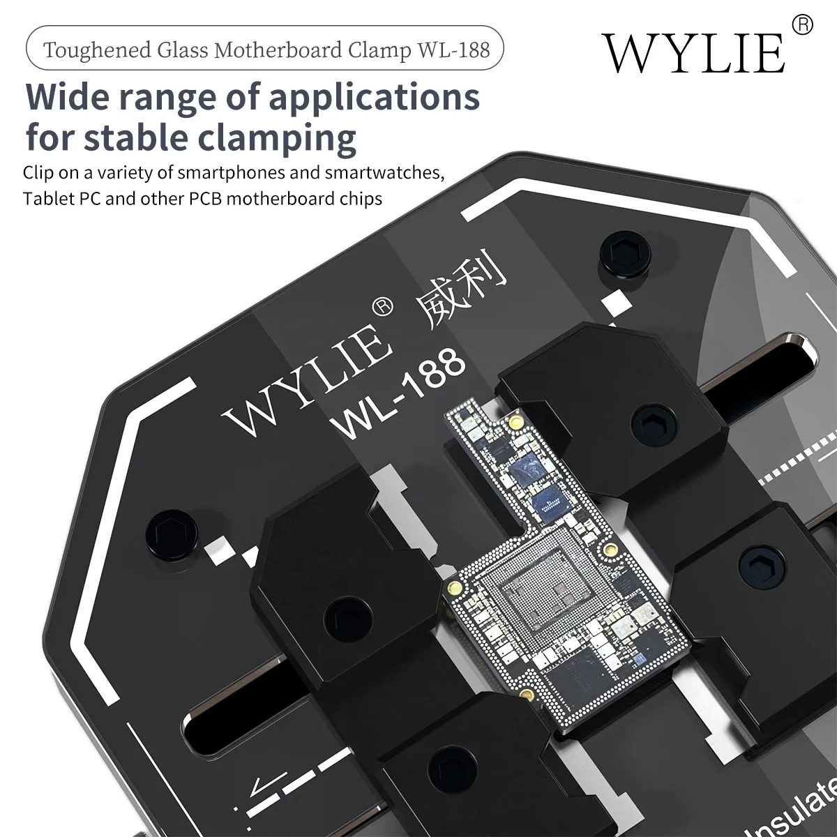 WYLIE WL-188, зажимы из закаленного стекла для мобильного телефона, универсальный держатель для материнской платы телефона, процессор Nand, ремонтный приспособление для удаления клея, фиксированный держатель