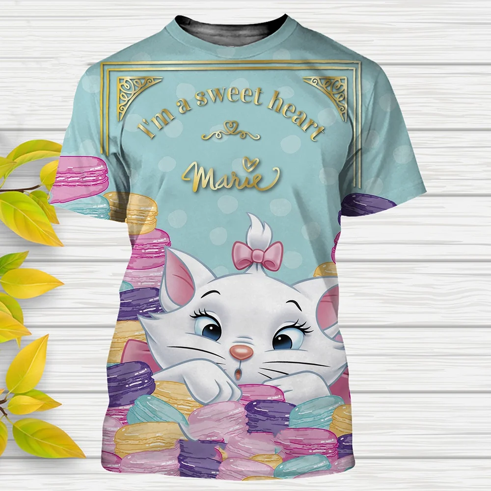 T-shirt imprimé en 3D des aristotol Marie kucing pour hommes et femmes, streetwear de dessin animé, T-shirt pour enfants, mode r