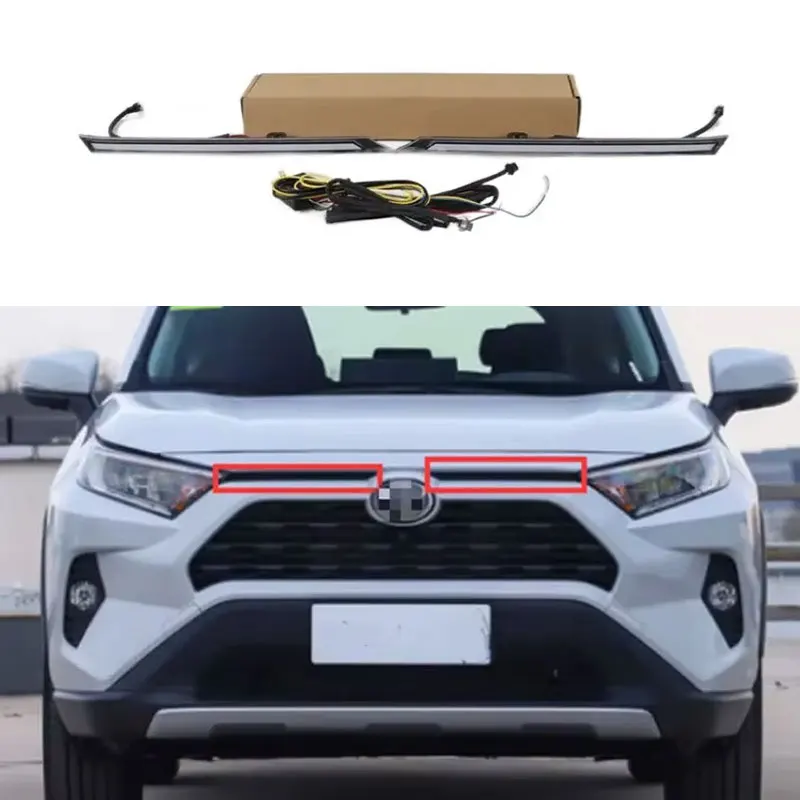 

For Toyota RAV4 2019 2020 DRL Daytime Running Lights Turn Signal Fog Lamp Bezel Chrome Trim Car Accessories White Yellow