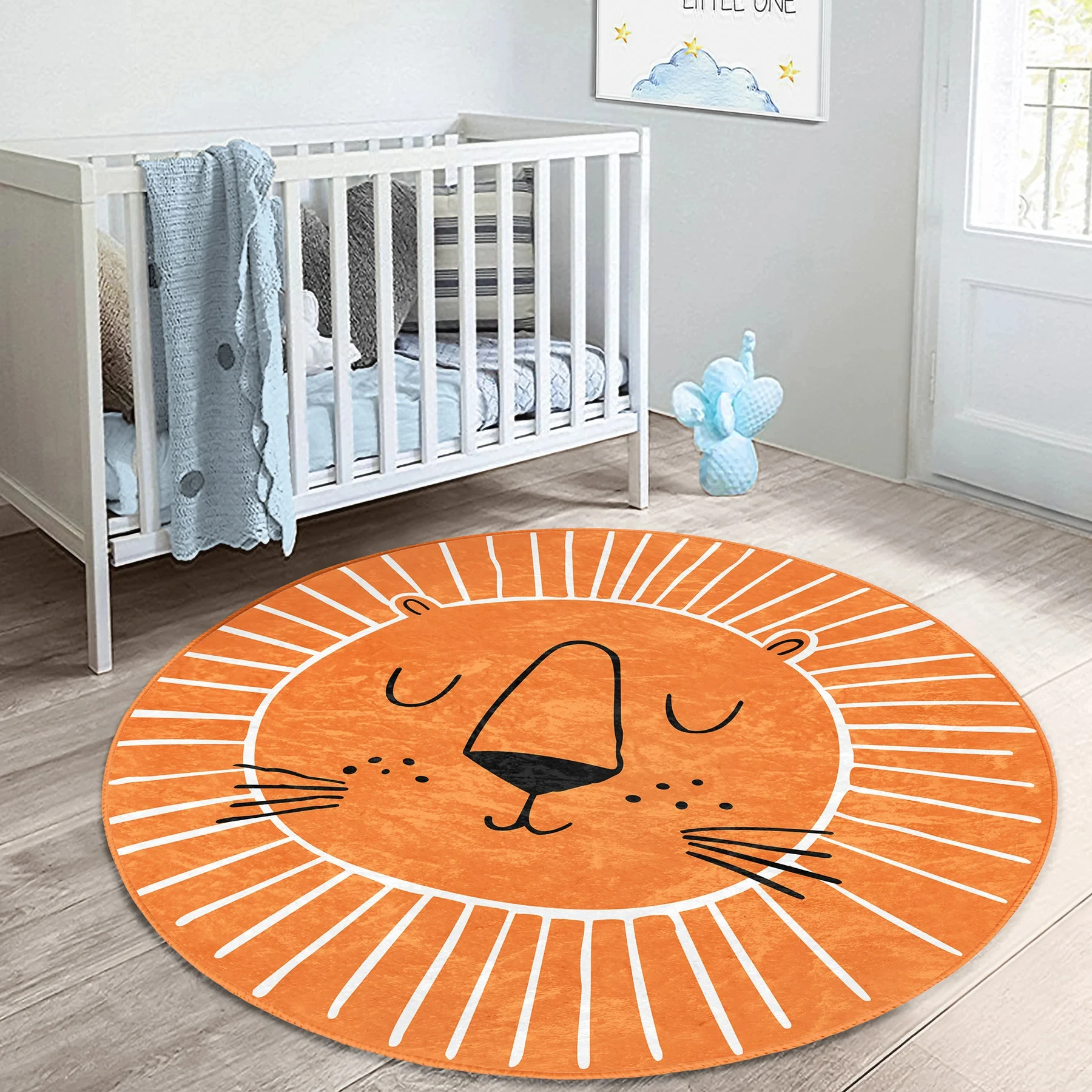 1 Stück runder Teppich mit Löwenmuster im böhmischen Stil, rutschfeste Bodenmatte für Wohnzimmer, Schlafzimmer, Badezimmer, Ferienhausdekoration