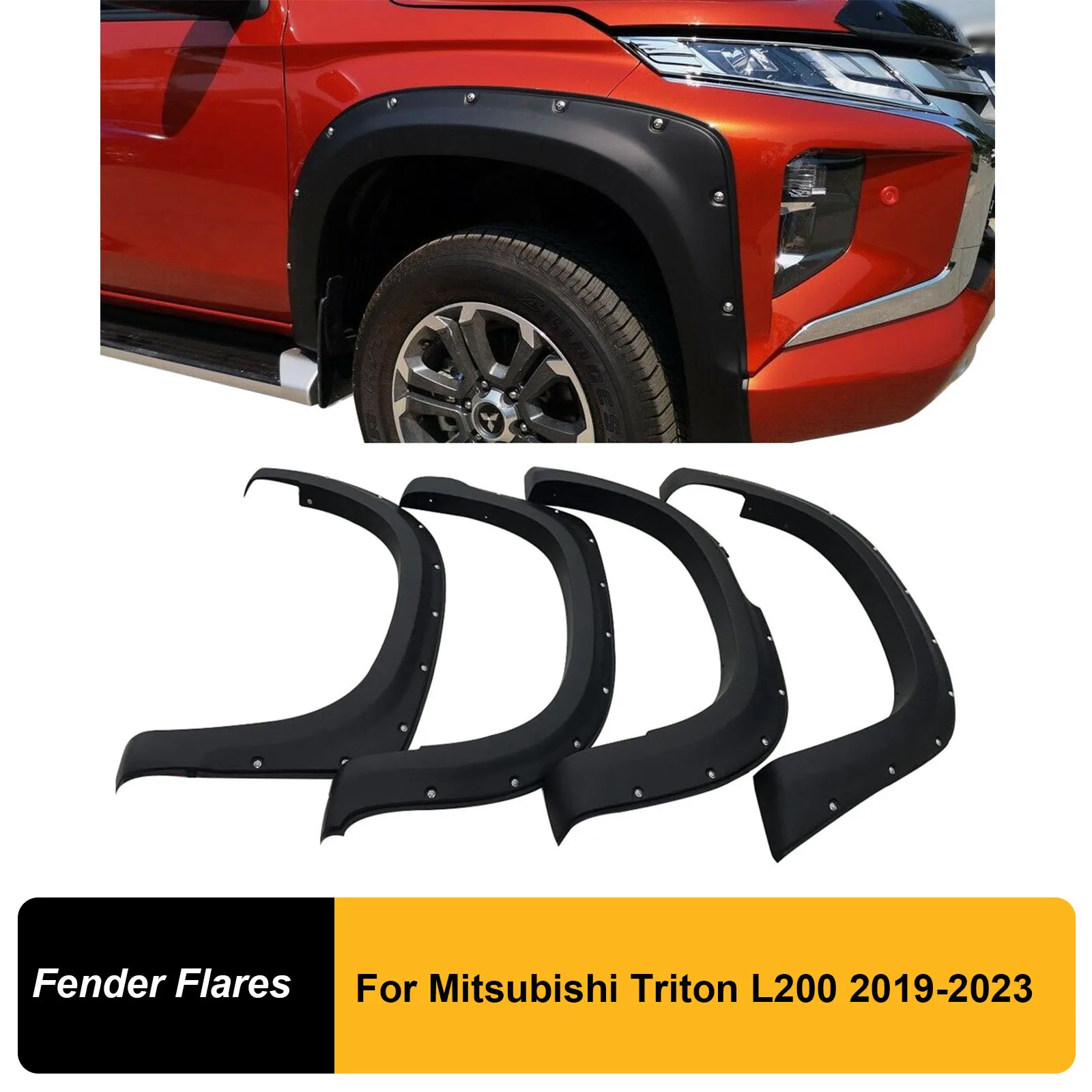 Wheel Arch with Nuts Style Fender Flares for Mitsubishi Triton L200 2019 2020 2021 2022 2023 Double Cabin Models 4X4 Car Styling