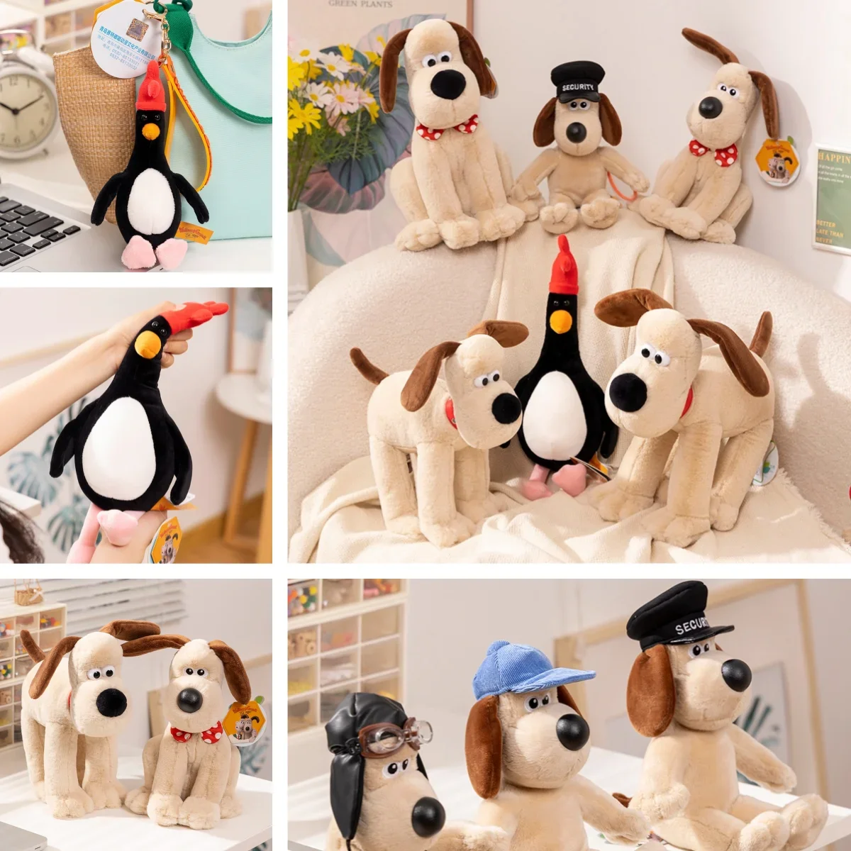 

Cartoon Soft Wallace Gromit Plushies Black Penguin Stuffed Anime Cute Dog Stuffed Dolls Backpack Pendant Key Chain Cuddly Pillow