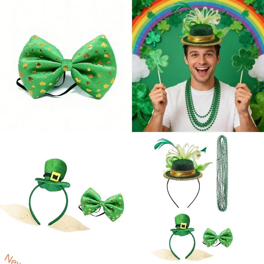 Elastic Leprechaun Headbands Set Adjustable for Adults Holiday Celebration LXAD