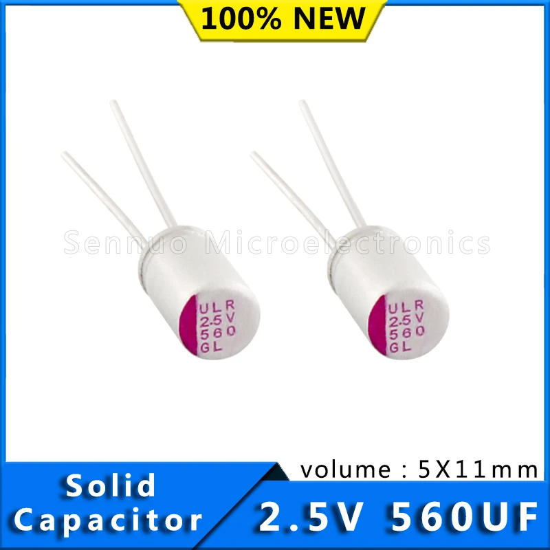 10pcs New 560UF 2.5V  5x8mm Super Low ESR 2.5V560uF For Motherboard VGA Solid Capacitor  560UF2.5V 5*11MM Aluminum capacitors