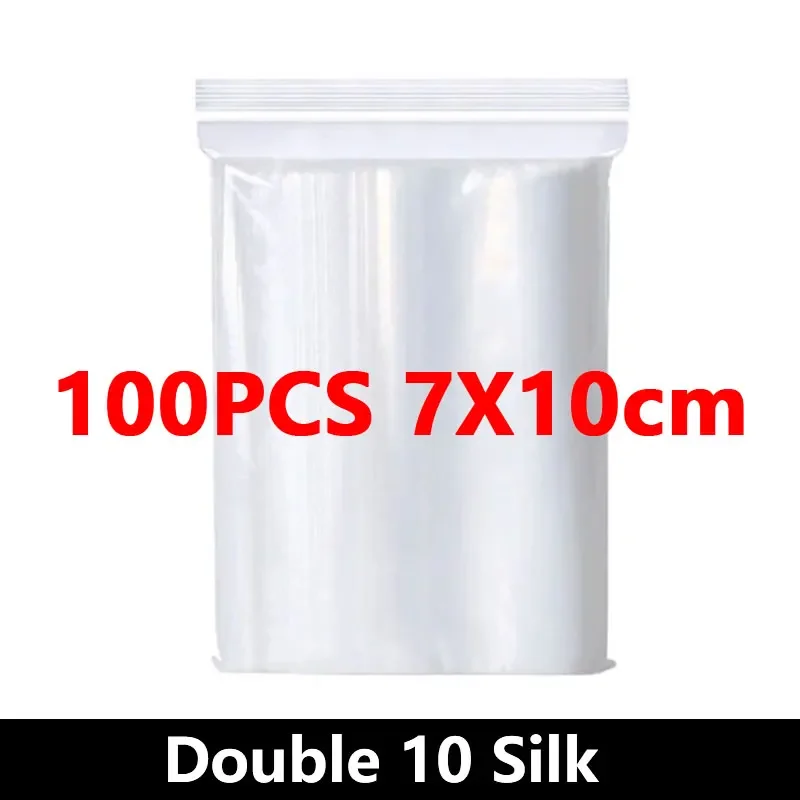 100 Stuks Dikker Rits Verzegelde Zakken Doorzichtige Plastic Opbergtas Voor Kleine Sieraden Voedsel Verpakking Hersluitbare Ziplock Afdichting Zakken