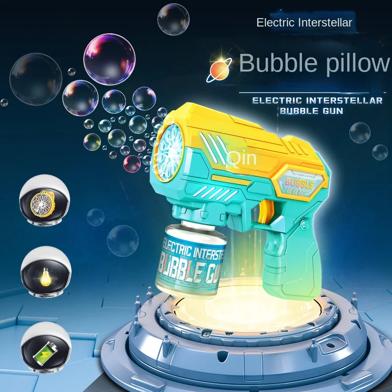 2024 Nowa przyomatyczna maszyna do baniek mydlanych dla dzieci Świecąca zabawka Gry na świeżym powietrzu Prezent Pistolet do baniek międzygwiezdnych bez wody bąbelkowej.