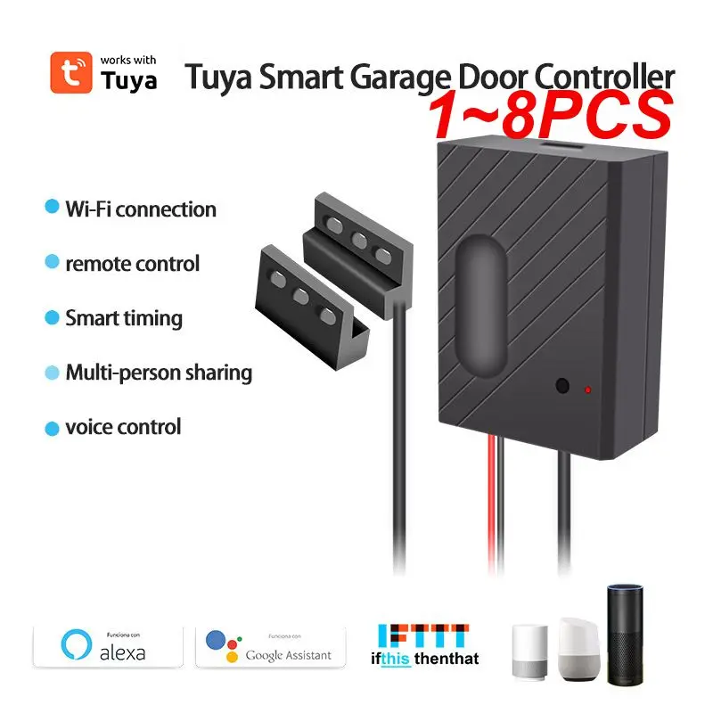 

1~8PCS Door Controller Smart Life App Voice Control Wifi Timing Function Compatible For Tuya Garage Door Opener Home Automation