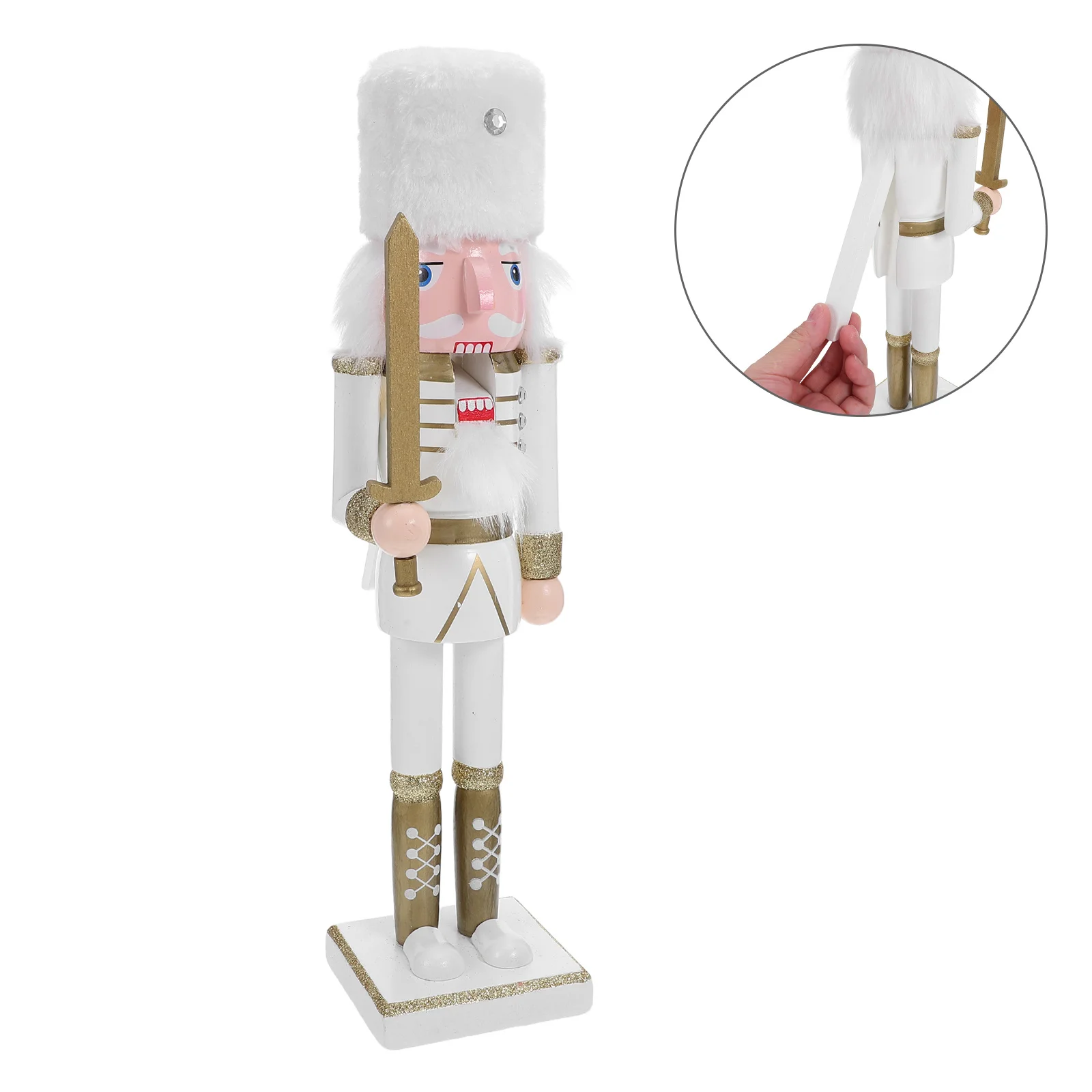 

38cm Wooden Christmas Nutcracker Soldier Decorative Holiday Ornament Vibrant Colors Sturdy Base Living Room Office Study