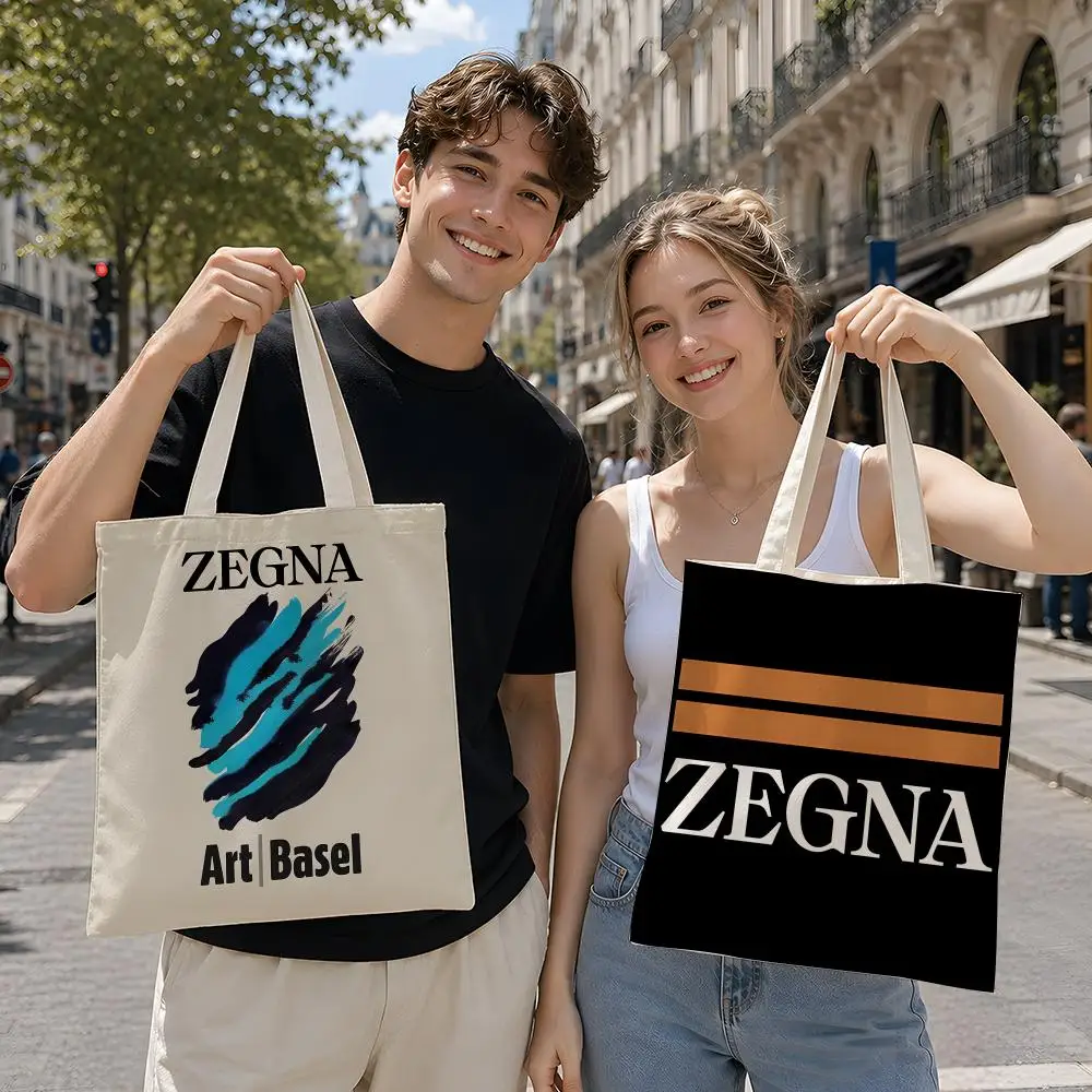 Brand Z-ZEGNA Storage Bags Reusable Canvas Tote Suitable for School Class Commuting Shopping as Gifts