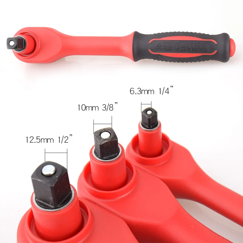 1000V High Voltage Insulator Insulated Ratchet Wrench 1/4 3/8 1/2 IEC60900 VDE Certification Insulation Spanner Insulating Tools