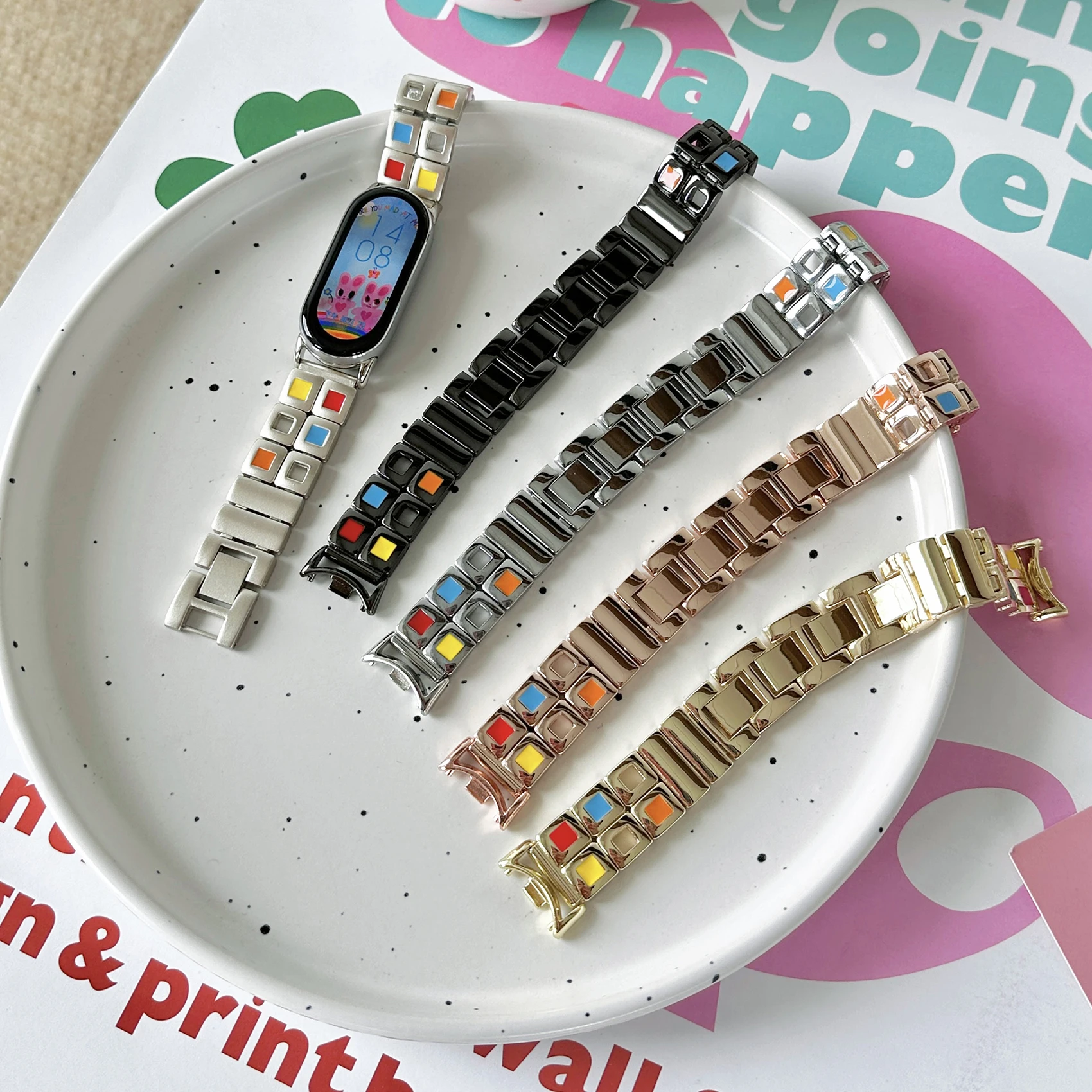 

Роскошный металлический ремешок для умного браслета Xiaomi, ремешок mi8, ремешок mi9, лоток для теней, металлический браслет