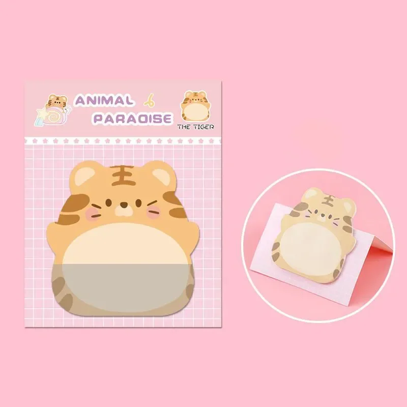 1 Piece  Adhesive Kawaii Cartoon Animals Sticky Notes Notepad Memo Pad Office School Supplies Stationery Sticker