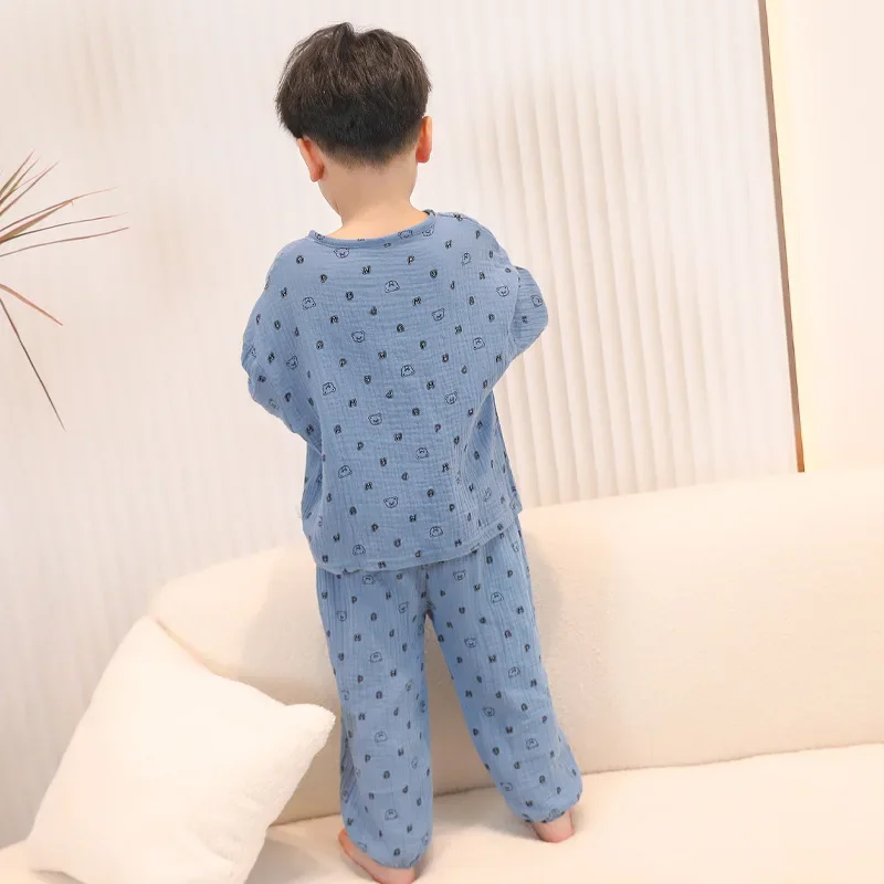 Autumn Pajama Sets Pure Cotton Loungewear for Kids Korean Cute Boys Girls Baby Sleepwear Set At Home Children Clothing 3-8 Years