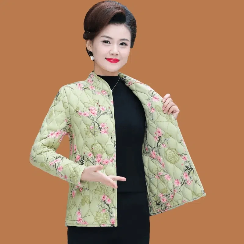Cotton-Padded Women\'s Rhombic Cotton Padded Jacket Autumn And Winter 2023 New Mother Fashion Spring And Autumn Light Thin Coat