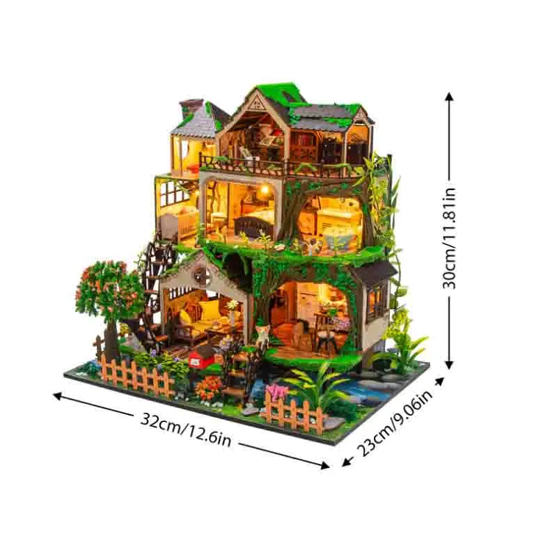 

DIY Wooden Miniature Building Kits Fairy Tale Forest Cottage Doll Houses With Furniture Casa Dollhouses for Friends Gifts