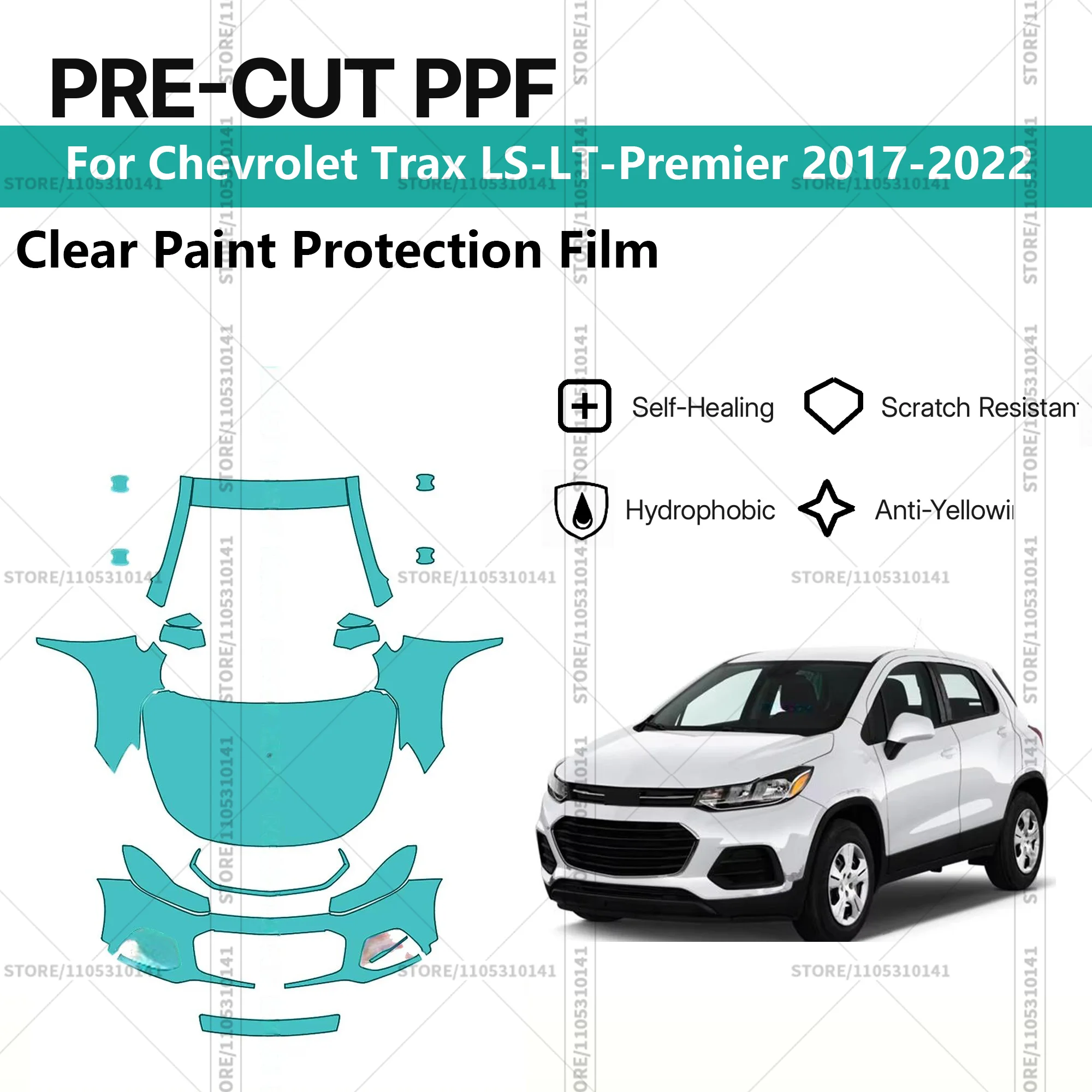 Pre-Cut Paint Protection Film PPF Transparent Car Film Automotive PPF  Front Kit For Chevrolet Trax LS-LT-Premier 2017-2022
