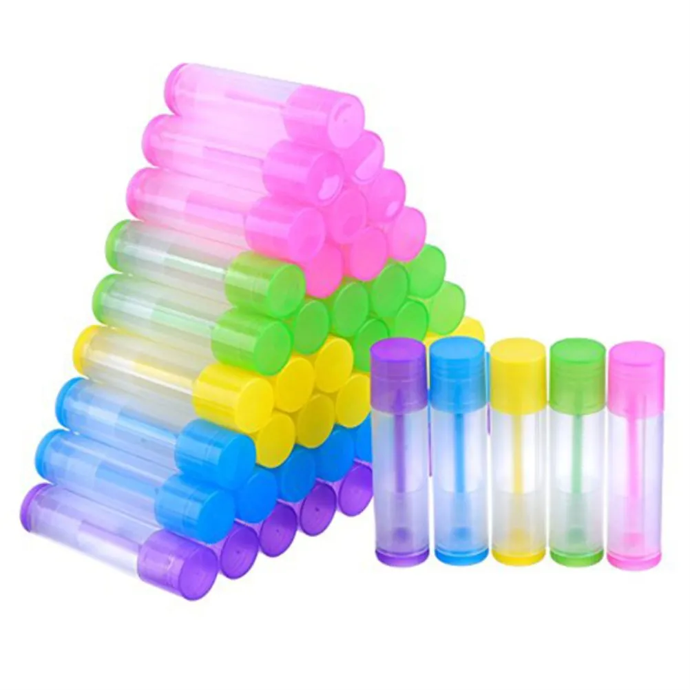 

100pcs Lipstick Tubes Empty Containers Refillable Twist Bottom Top Cap Plastic Safe Size Packaging Tools