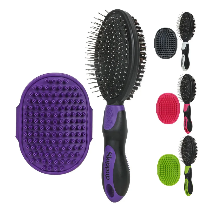Double Sided Pet Comb Pin Brush for Dogs Cats, Dematting and Deshedding Tool, Remove Floating Hair, Grooming Cleaning Supplies