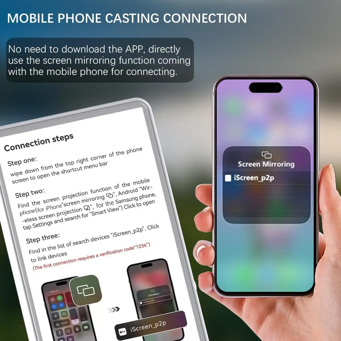 Selfie Monitor Screen for iPhone 12-16 Magnetic Back Camera Vlog Monitor Using Phone Rear Camera for Selfie Vlog, Live Streaming
