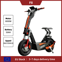 HEZZO F8 Electric Scooter 16 Inch Foldable 72v 8000W 62.5MPH 50Ah Long Range Off Road Escooter Motorbike With Seat US Warehouse