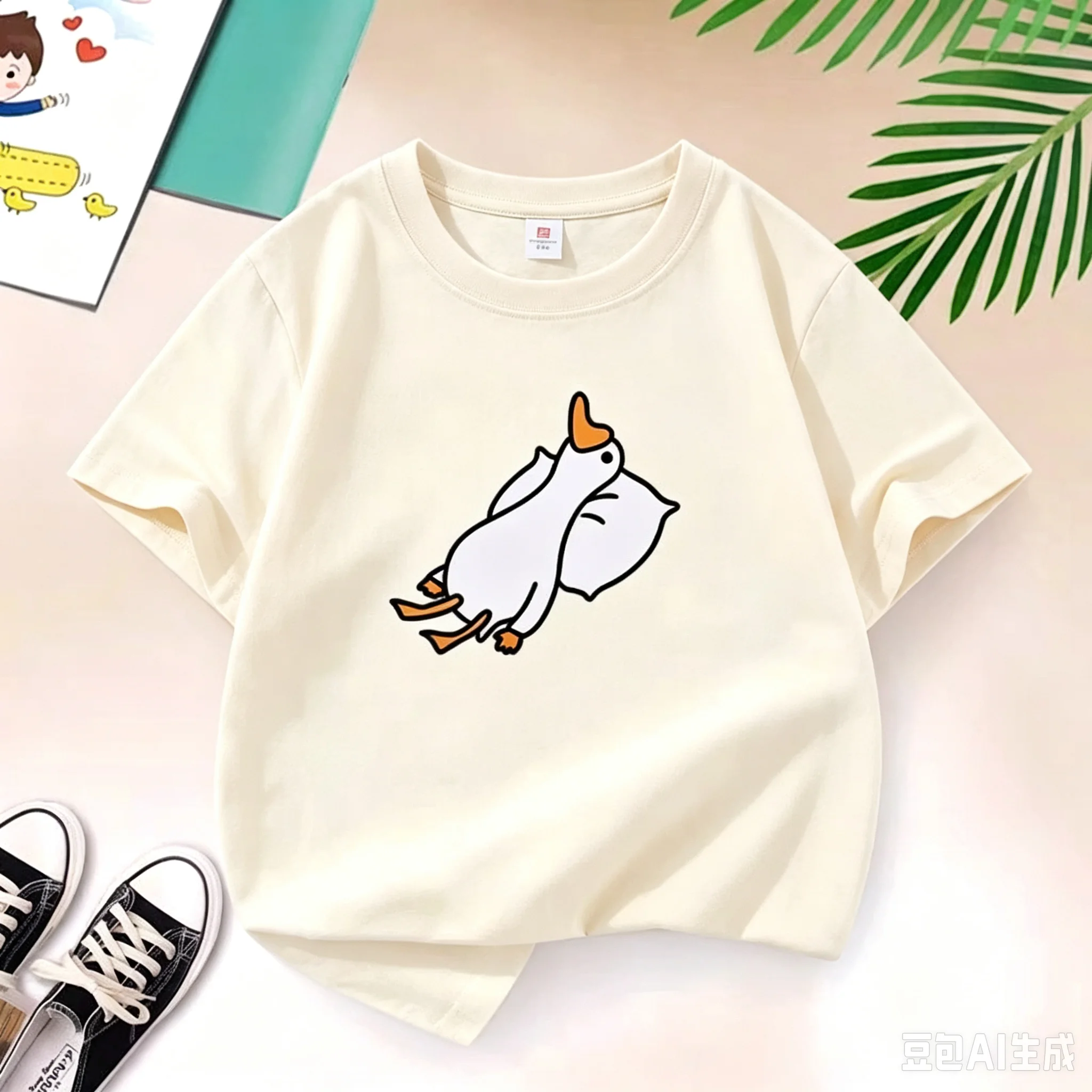 Neue Y2K Oberteile Lazy Duck Grafikdruck Baby Jungen T-Shirt Schwarz Kinder Oberteile T-Shirt Sommer Neue Y2k Casual Cartoon T-Shirt 6 8 10 12 Jahre – Detail 1