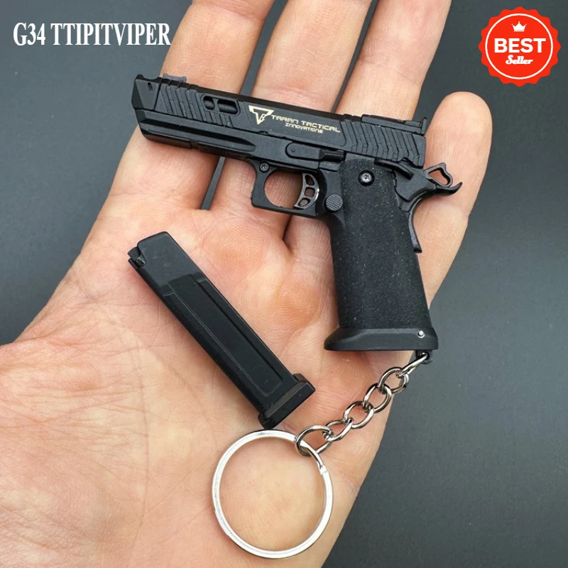 2025 nuevo 1:3 aleación Empire G34TTIPITVIPER Shell Pop-up llavero pistola juguete extraíble modelo regalo para hombres 6 balas