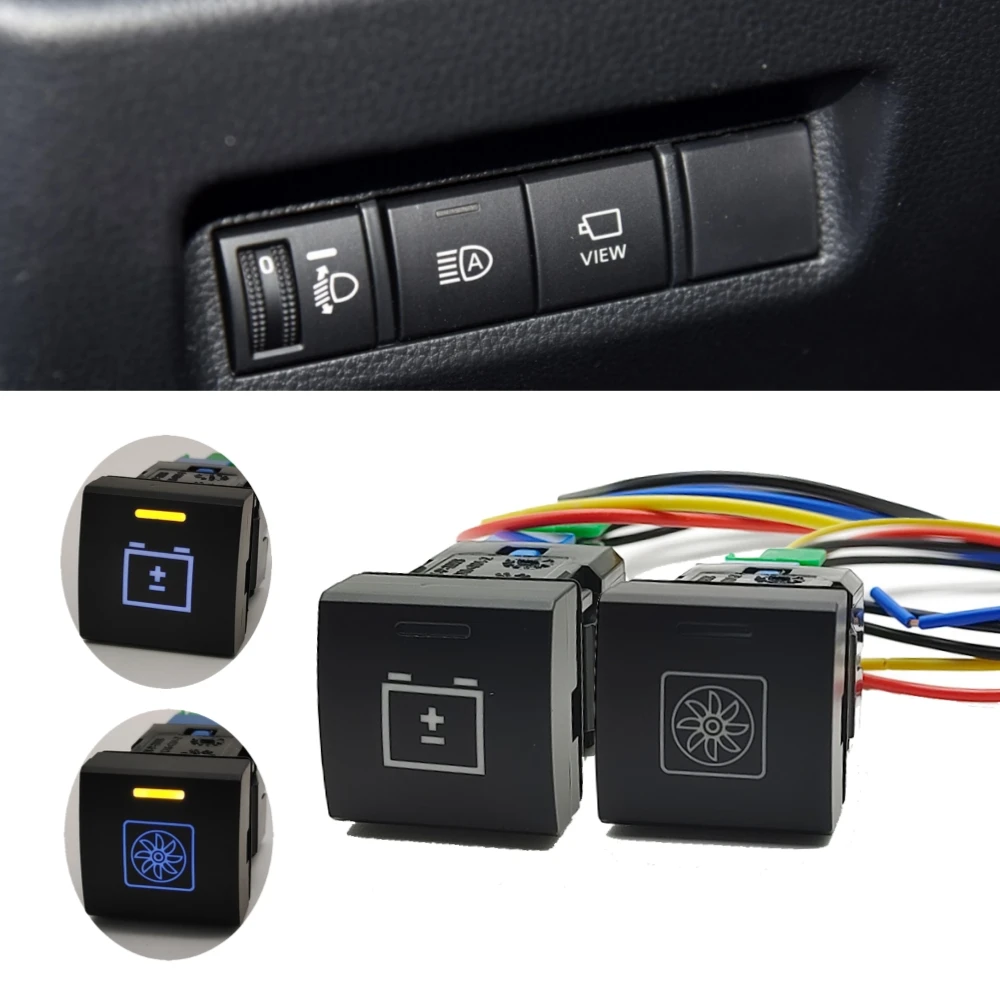 For Toyota Camry Altis Hilux LC300 2018 Rav4 Prado 150 2020 Car Power on Off Additional Battery Fan Push Button Switch with Wire