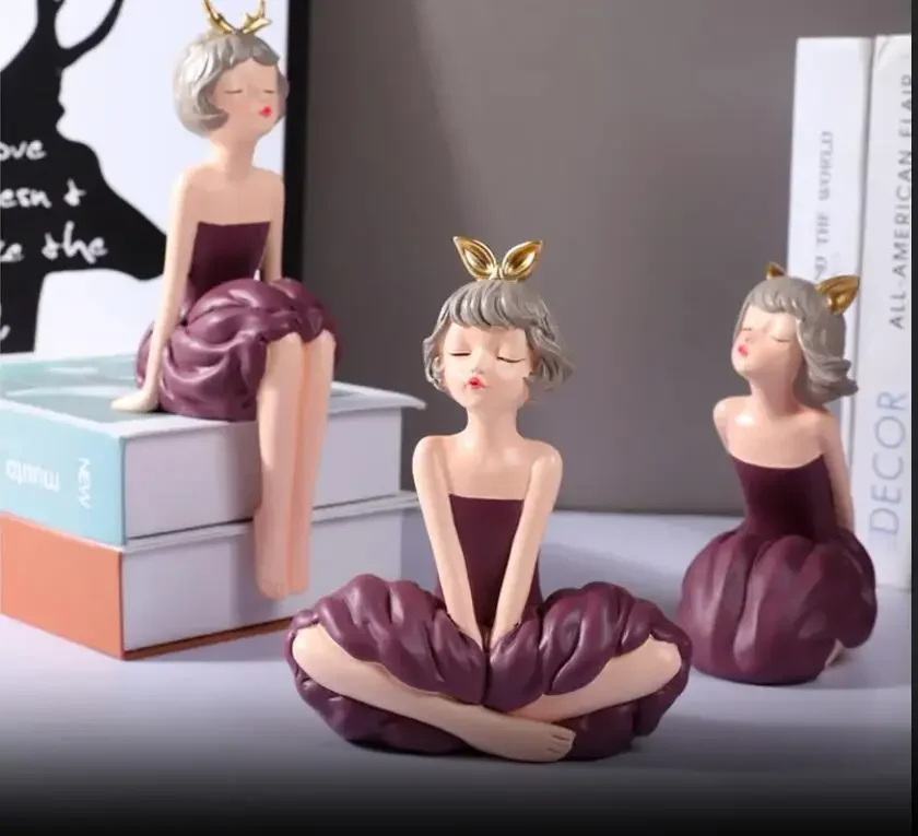 Girl Resin Ornaments Figure Statue Sculpture Figurines Home Decoration Accessories Furnishings Crafts Embellishments