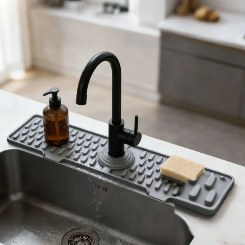 Durable Silicone Dish Mat Heat Resistant Countertop Protector Non Slip Drainer Pad For Kitchen Sink Utensil Storage