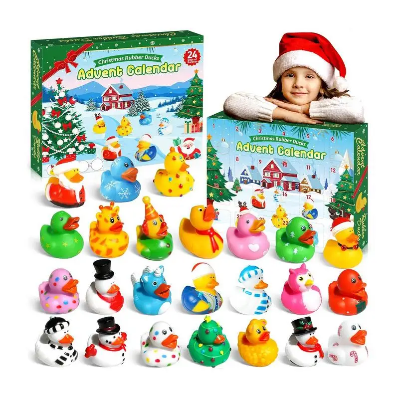 ﻿  Christmas duck countdown calendar 24 days cartoon cute rubber duck bath toy 2024 Christmas Countdown Calendar