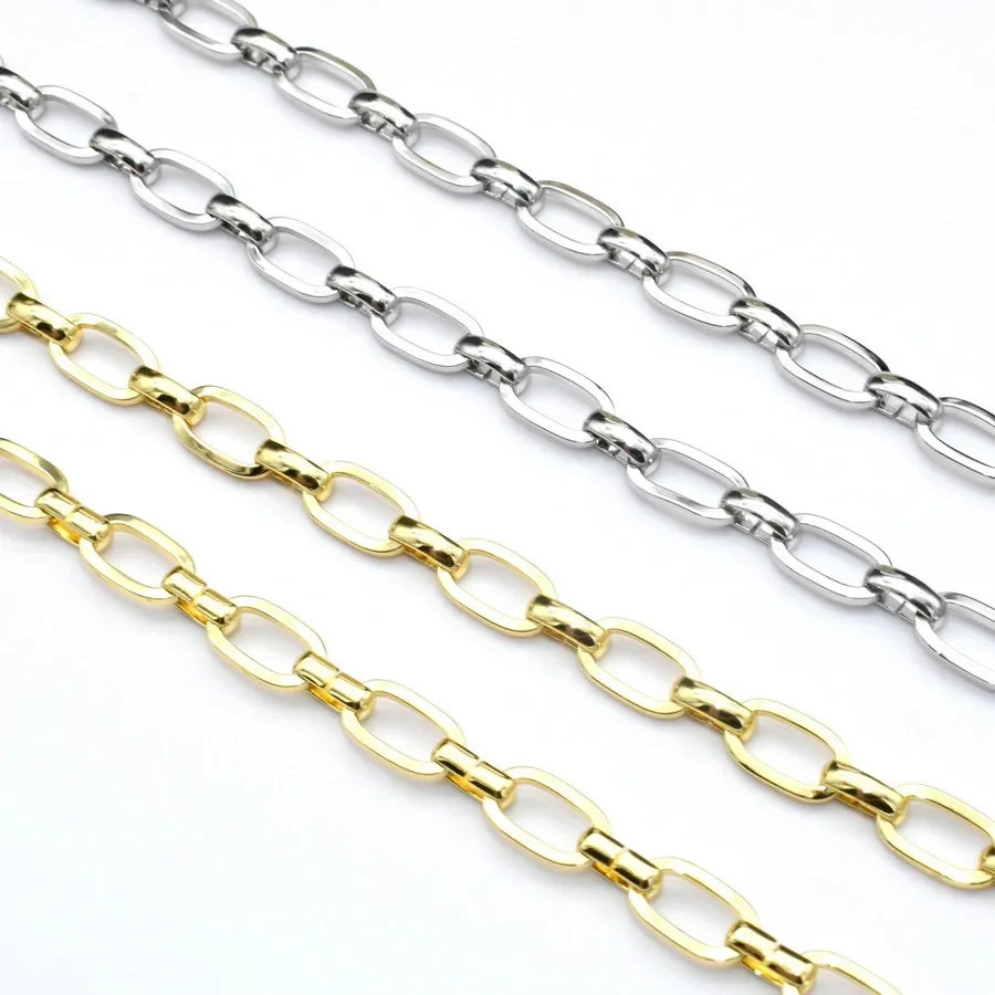 5meters High Quality Accessories Findings Gold Platinum Color Plating Rectangle Shape DIY Brass Chains For Necklace Making